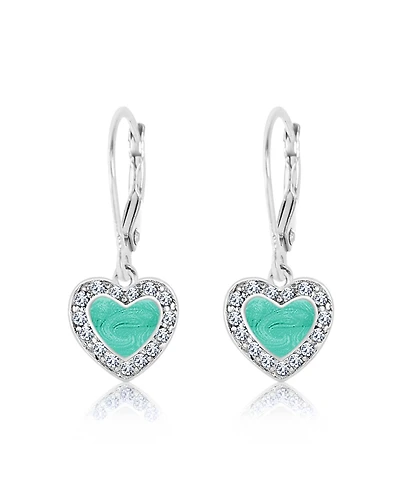 Chanteur Girls /Girl/Heart Crystal White Gold Palladium Plating Leverback Earring