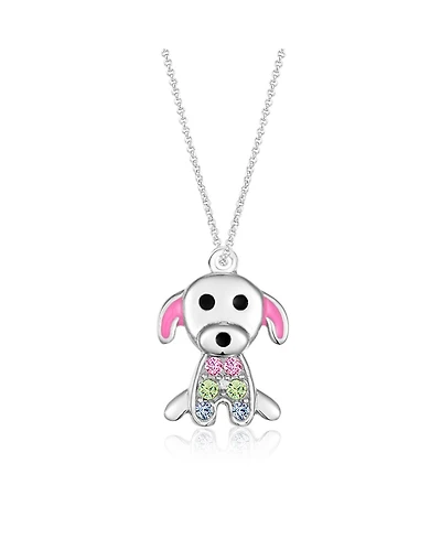 Chanteur Girls /Girl/Dog Crystal White Gold Palladium Plating Necklace