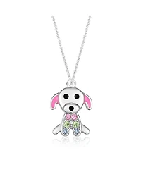 Chanteur Girls /Girl/Dog Crystal White Gold Palladium Plating Necklace