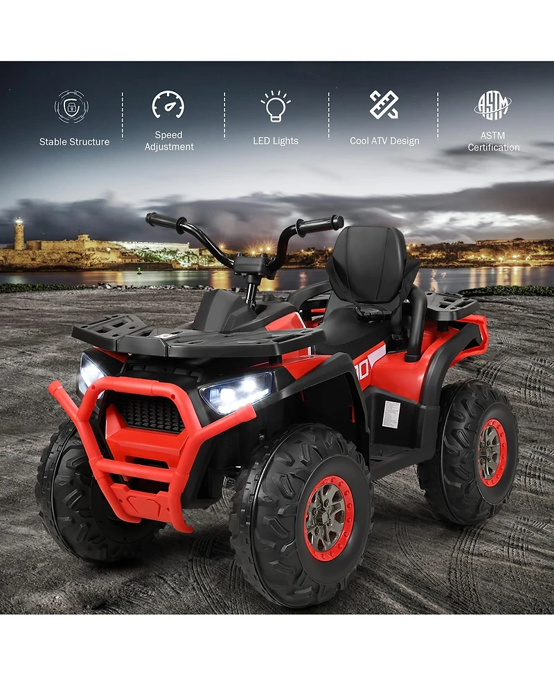 12V Kids Electric 4-Wheeler Atv Quad 2 Speeds Ride On Car w/MP3&Led Lights