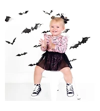 Sweet Wink Baby Girls Bat Trellis Printed Halloween Long Sleeve Tutu Bodysuit
