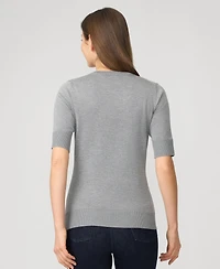 Cable & Gauge Women's Elbow Sleeve Crewneck Sweater