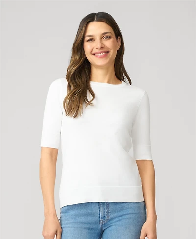 Cable & Gauge Women's Elbow Sleeve Crewneck Sweater