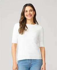 Cable & Gauge Women's Elbow Sleeve Crewneck Sweater