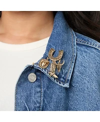 Jessica Simpson Gold-Tone Rodeo Brooch with Western Charms