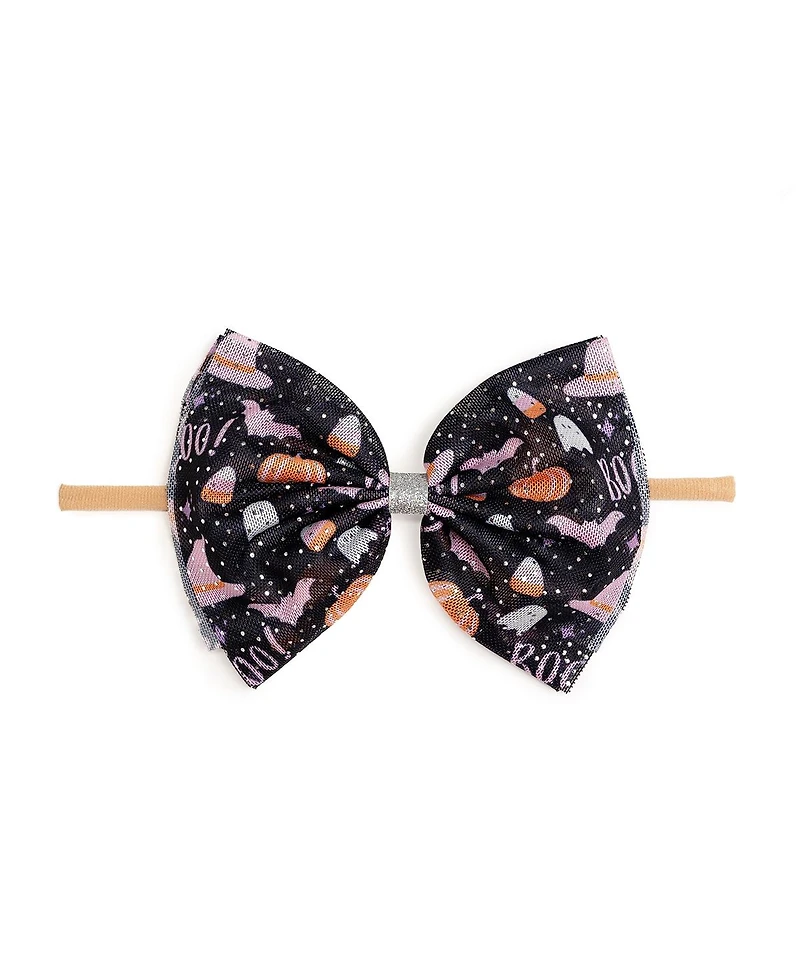 Sweet Wink Baby Girl's Boo Halloween Tulle Bow Baby Headband