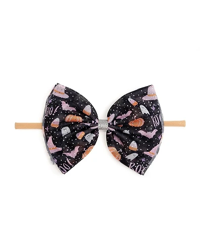 Sweet Wink Baby Girl's Boo Halloween Tulle Bow Baby Headband