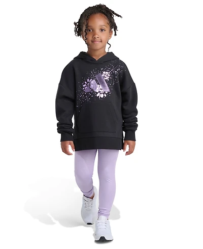 Adidas Toddler and Little Girls 2T-7 Two Piece Glitter Pull On Hoodie Leggings Set