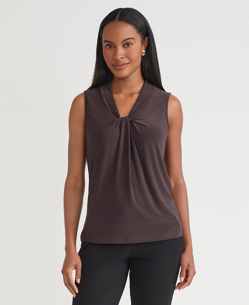 Kasper Women's and Petite Sleeveless Knot Front Jersey Top