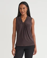 Kasper Women's and Petite Sleeveless Knot Front Jersey Top