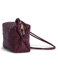 Women's Burgundy Woven Leather Crossbody Bag