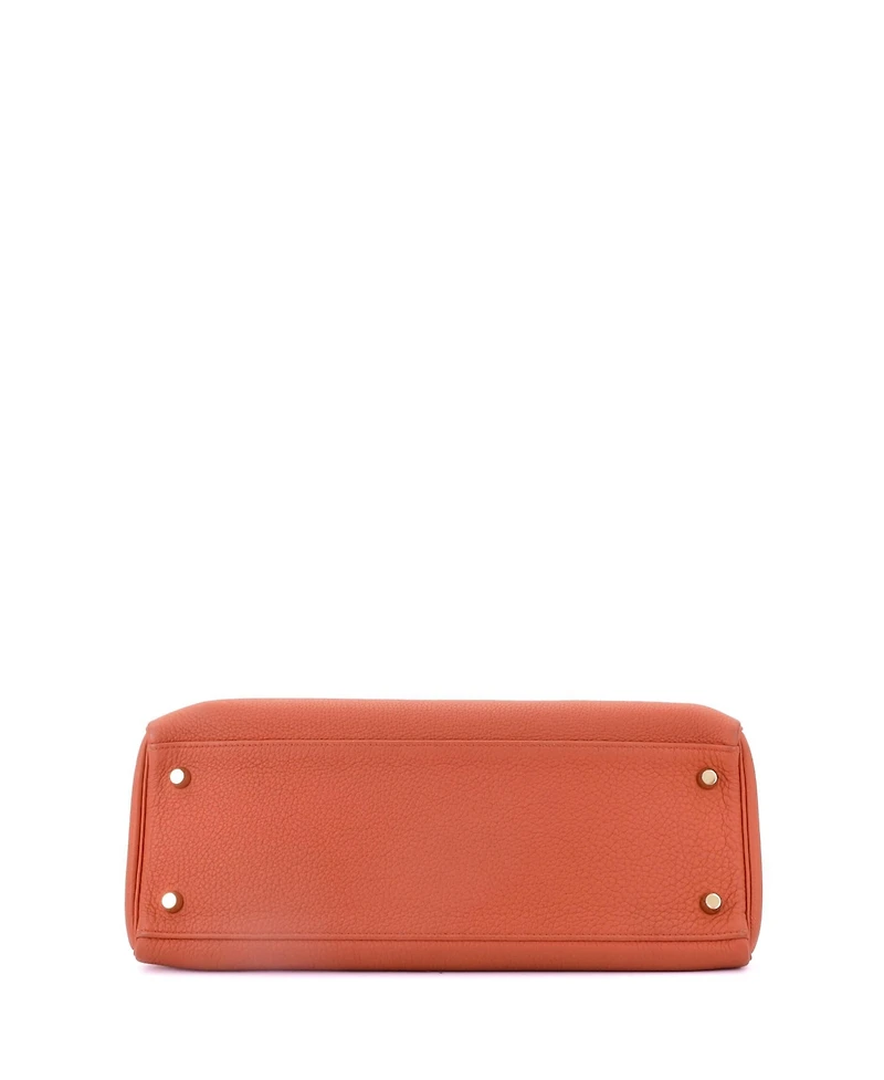 Pre-Owned HERMES Kelly 32 Handbag Orange Togo with Gold Hardware