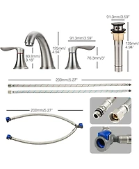 gaomon Bathroom Sink Faucet, 8 Inch Widespread Bathroom Faucet with 2 Lever Handles, 3 Hole Low Arc Basin Sink Faucet with Pop-Up Drain and Cupc Water