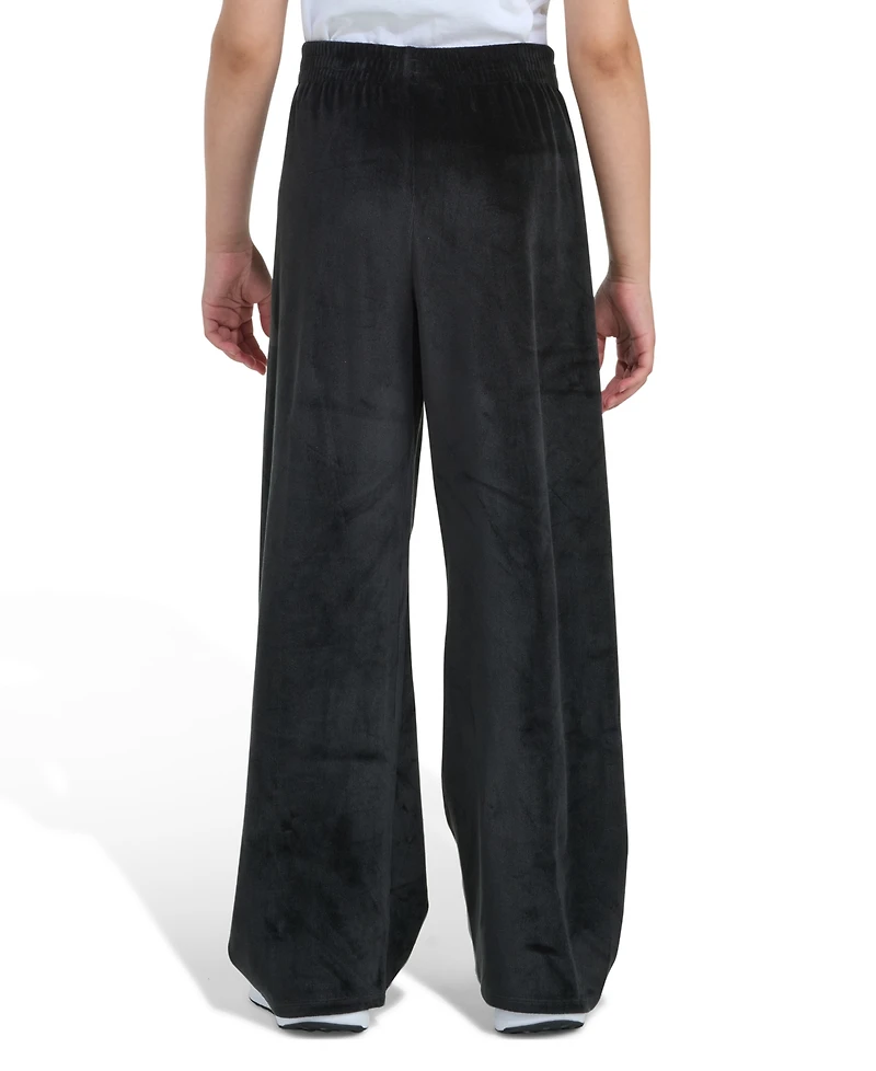 Adidas Big Girls S-xl Elastic Waistband Wide Leg Velour Pants