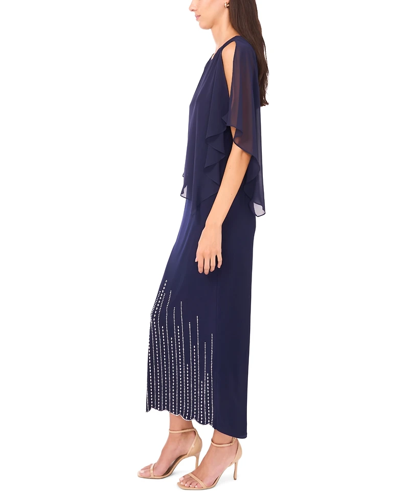 Msk Women's Cold Shoulder Overlay Maxi Dress