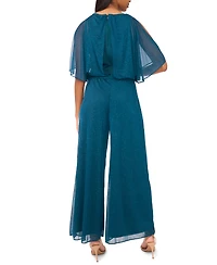 Msk Women's Slit Sleeve Knit Woven Jumpsuit
