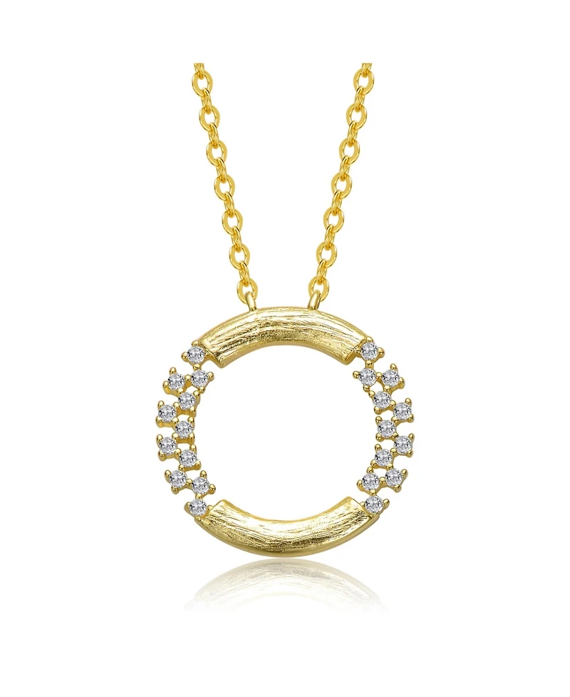 GiGiGirl 14K Gold Plated with Clear Cubic Zirconia Round Pendant Necklace