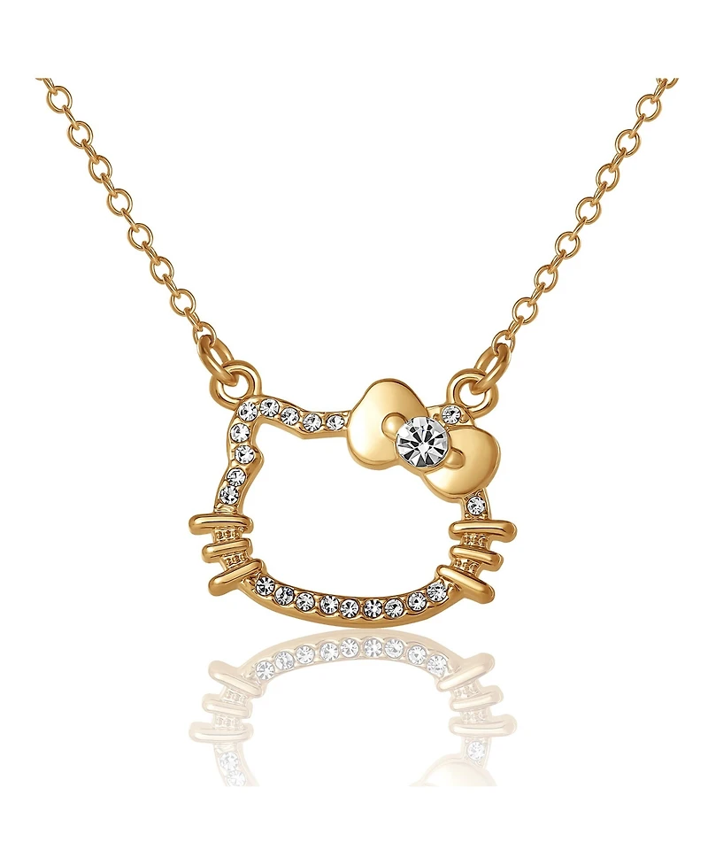 Hello Kitty Outline Pendant Necklace with Chain in Gold Tone