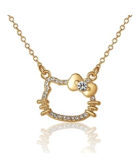 Hello Kitty Outline Pendant Necklace with Chain in Gold Tone
