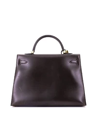 Pre-Owned Hermes Kelly 35 Handbag Brown Box Calf with Gold Hardware