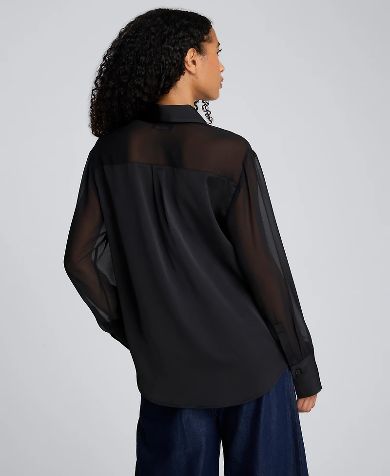 Kenneth Cole Juniors' Button-Front Collar Neck Shirt