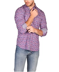 Tailorbyrd Men's Crimson Floral Long Sleeve Shirt
