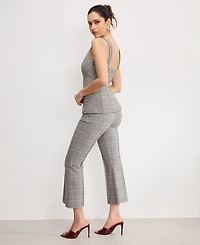 Good American Women's Plaid Pull On Kick Flare Pants