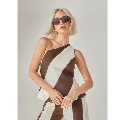 Nasty Gal Women's Stripe Tailored One Shoulder Top