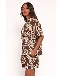 Petal and Pup Pacifica Button Up Shirt - Chocolate Floral L