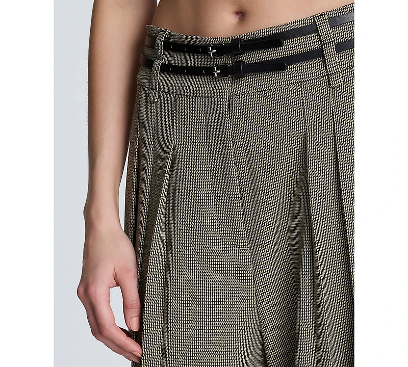 Kenneth Cole Women's Houndstooth High Rise Belted Trousers
