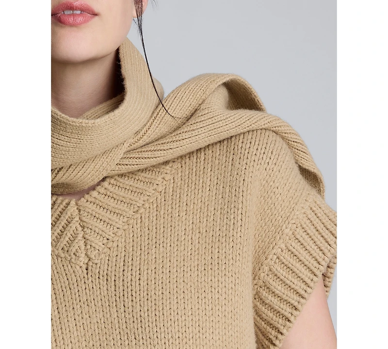 Kenneth Cole Women's Sleeveless Detachable Scarf Sweater