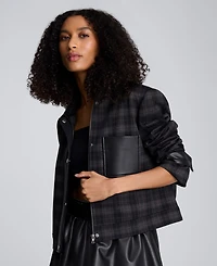 Kenneth Cole Women's Plaid Pattern Cropped Jacket