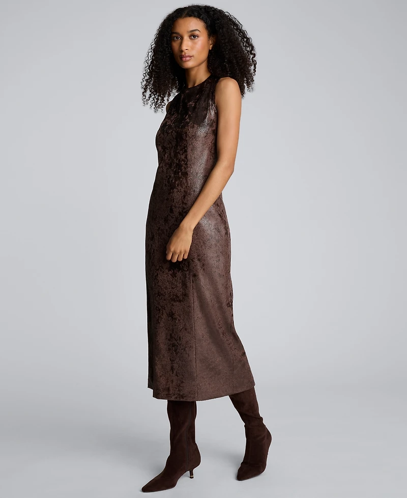 Kenneth Cole Women's Crewneck Velvet Midi Dress
