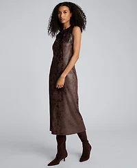 Kenneth Cole Women's Crewneck Velvet Midi Dress