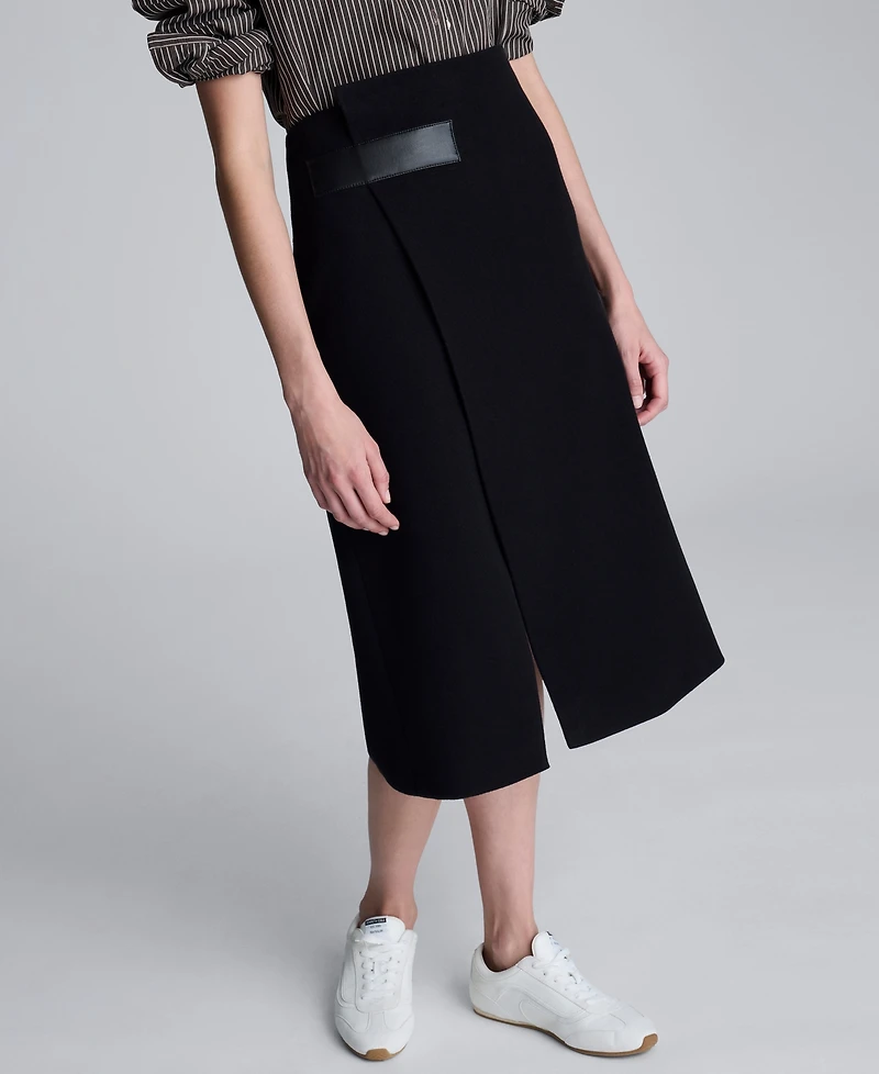 Kenneth Cole Women's Center Front Slit Midi Skirt