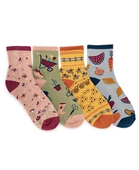 Muk Luks Women's 4 Pk Qtr Crew Novelty