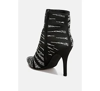 Toget Satin Rhinestone Ankle Party Boots Women
