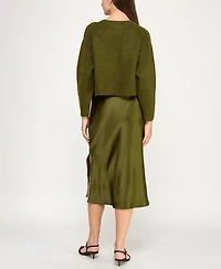 Invitee Juniors' 2-Piece Long Sleeve Midi Sweater and Dress Set