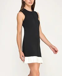 Invitee Juniors' Contrast Pleated Sweater Dress