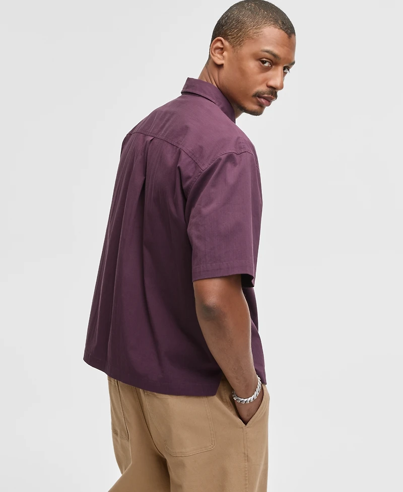 Mode of One Men's Relaxed-Fit Patch Pocket Short-Sleeve Shirt, Macy's Exclusive