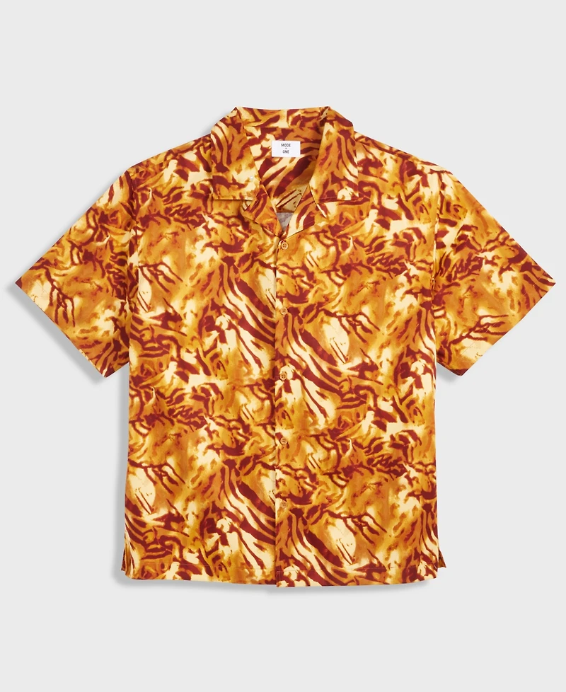 Mode of One Men's Relaxed-Fit Zebra Camp Shirt, Macy's Exclusive