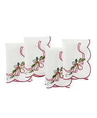 Elrene Holly Ribbon 4-Pc. Embroidered Cutwork Fabric Napkin Set, 17"x 17"
