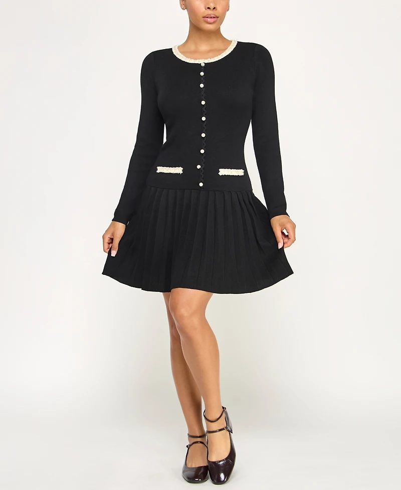 Invitee Juniors' Long Sleeve Crew Neck Sweater Dress
