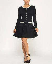 Invitee Juniors' Long Sleeve Crew Neck Sweater Dress