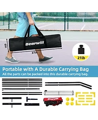 Bearwill Regulation 22FT Pickleball Net Set, Portable Outdoor Net System with Metal Frame & Court Lines - Includes 4 Balls, Holder, Carry Bag