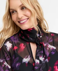 I.n.c. International Concepts Women's Long-Sleeve Tie-Neck Blouse, Macy's Exclusive