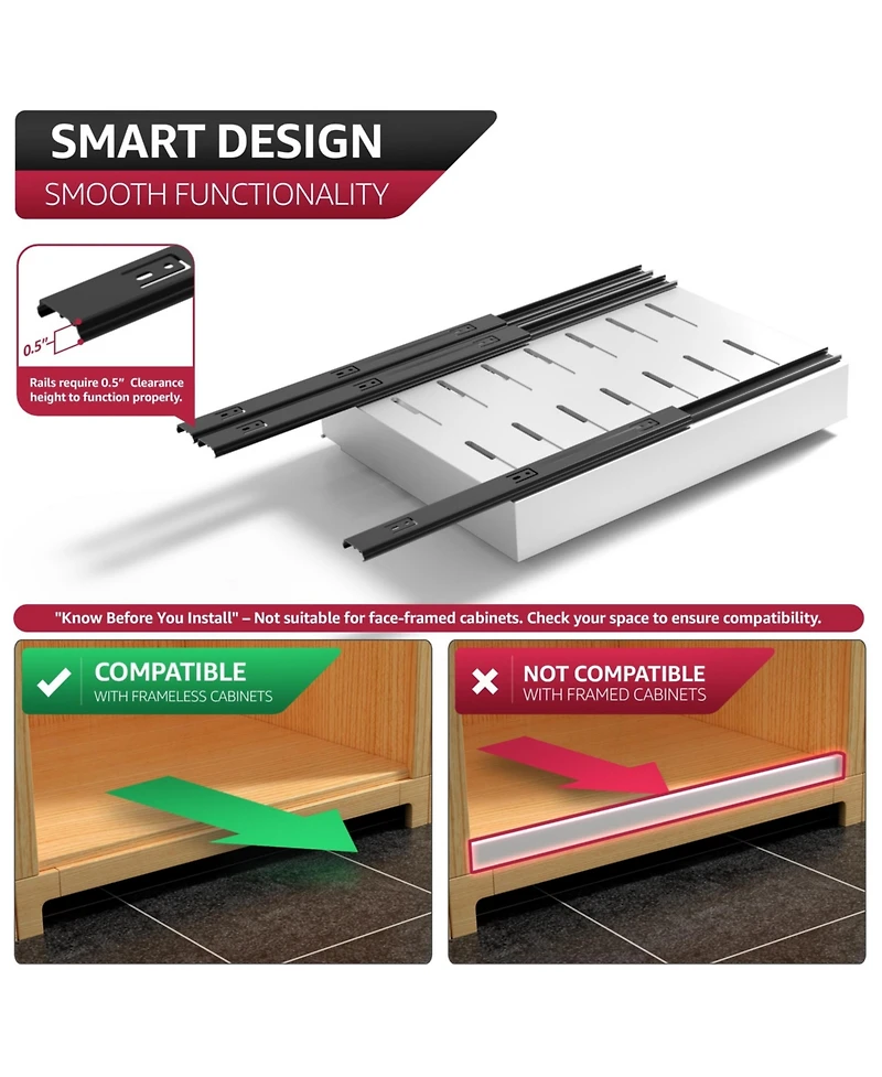 Sorbus 2 Pack Pull-Out Sliding Storage Rack for Kitchen & Bathroom