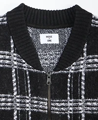 Mode of One Men's Relaxed-Fit Plaid Zipper Sweater, Macy's Exclusive