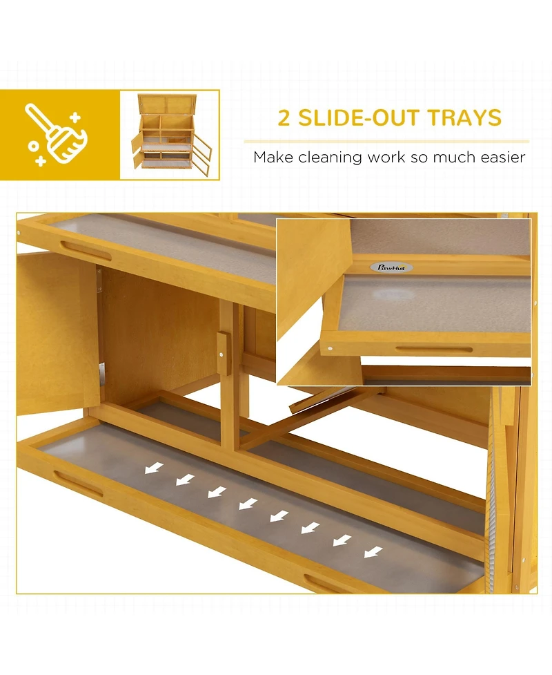 PawHut Wooden Bunny Hutch with Ramp, Indoor/Outdoor,