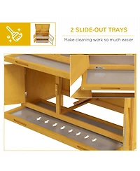 PawHut Wooden Bunny Hutch with Ramp, Indoor/Outdoor,